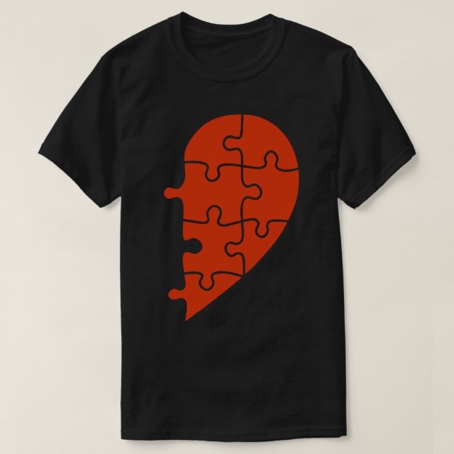 Half Heart Puzzle Couples Valentine's T-Shirt (Design Front)