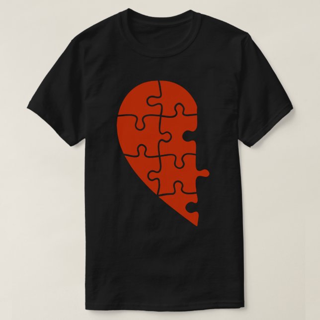 Half Heart Puzzle Couples Valentine's T-Shirt (Design Front)