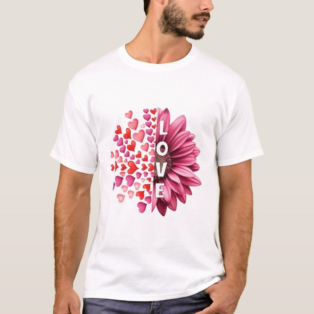 Half Hearts Half Bloom Love T-Shirt (Front)