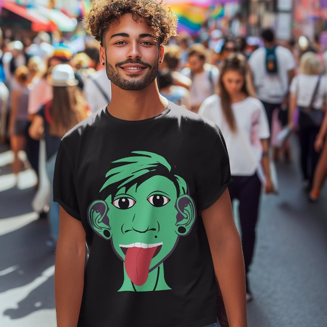 Half Human / Half Alien Funny Guy Comedy Character T-Shirt (Creator Uploaded)