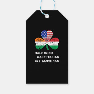 Half Irish Half Italian All American Flag Shamrock Gift Tags