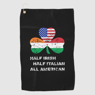 Half Irish Half Italian All American Flag Shamrock Golf Towel