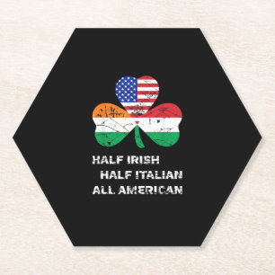 Half Irish Half Italian All American Flag Shamrock Paper Coaster