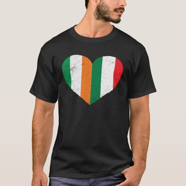 Half Irish Half Italian Heart Ireland Italy Irish  T-Shirt (Front)