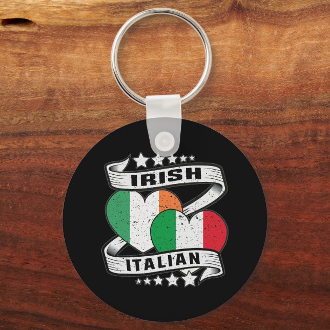 Half Irish Half Italian Irish Italian Flag Key Ring (Front)