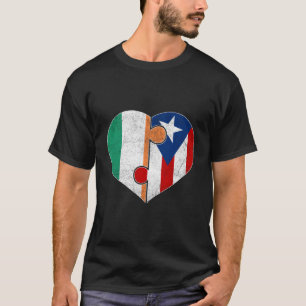Half Irish Half Puerto Rican Flag Heart Roots Heri T-Shirt