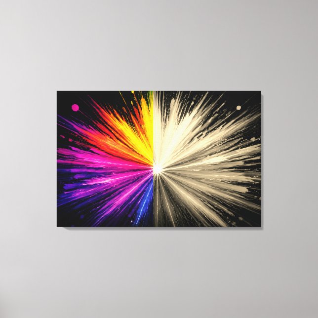 Half Is a Rainbow Of Colours Half Is Black + White Canvas Print (Front)