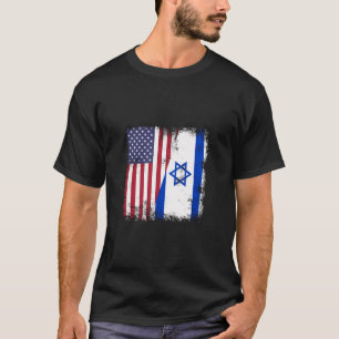 Half Israeli Flag Vintage Israel Usa Gift T-Shirt