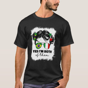Half Italian and Brazilian Brazil Italy Flag Girl  T-Shirt