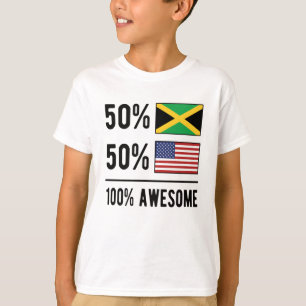 Half Jamaican Half American Flag USA Jamaica T-Shirt