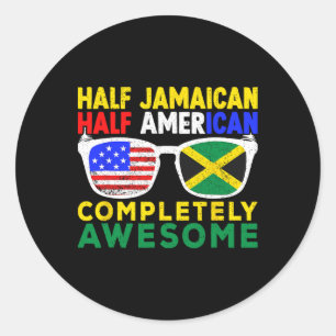 Half Jamaican Half American Independence Day Jamai Classic Round Sticker