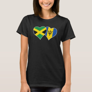 Half Jamaican Half Barbados Flag Heart Jamaica Bar T-Shirt