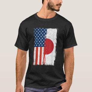 Half Japanese Half American Flag Japan America Roo T-Shirt