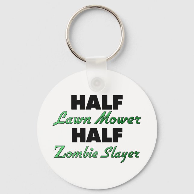 Half Lawn Mower Half Zombie Slayer Key Ring (Front)