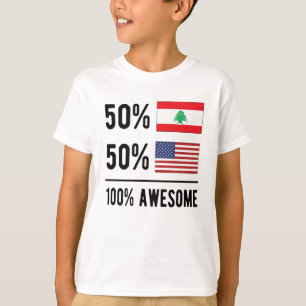 Half Lebanese Half American Flag Lebanon USA T-Shirt