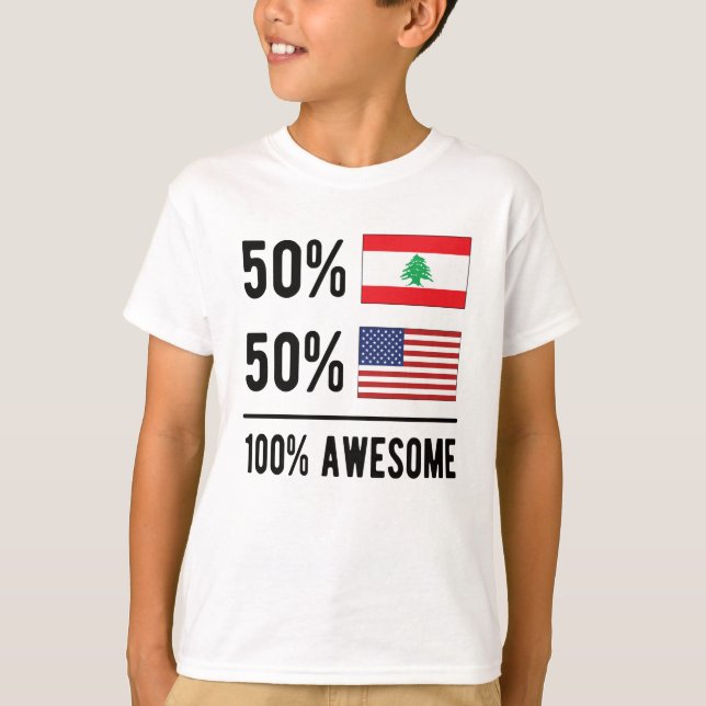 Half Lebanese Half American Flag Lebanon USA T-Shirt (Front)