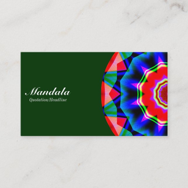 Half Mandala 06 - Dark Green 003300 Business Card (Front)