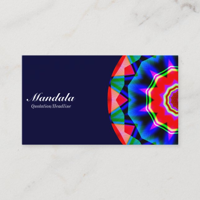 Half Mandala 06 - Dark Navy Business Card (Front)