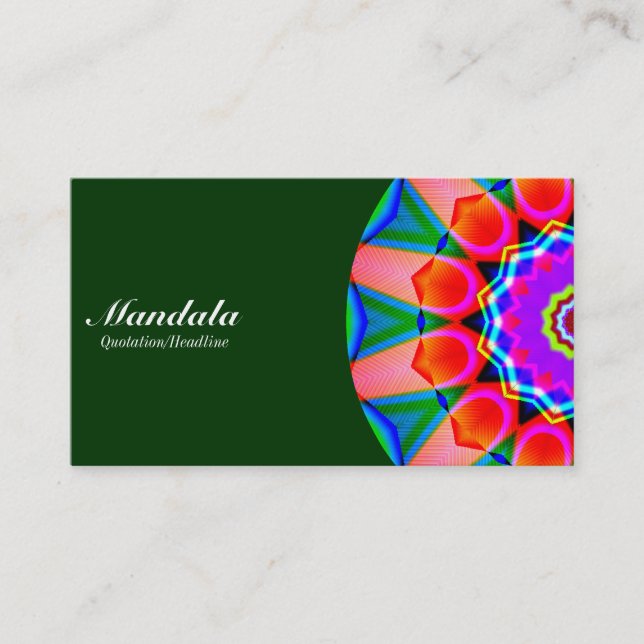 Half Mandala 07 - Dark Green 003300 Business Card (Front)