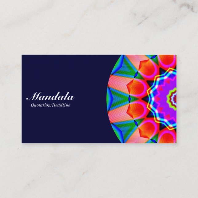 Half Mandala 07 - Dark Navy Business Card (Front)