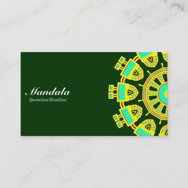 Half Mandala 110714(1) - Dark Green Business Card (Front)