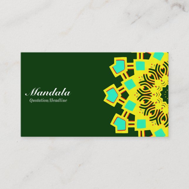 Half Mandala 110714(5) - Dark Green Business Card (Front)