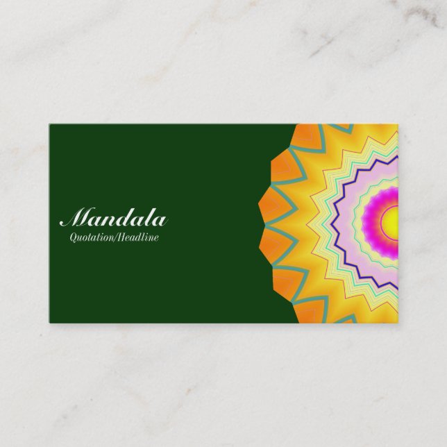 Half Mandala 260614(2) - Dark Green Business Card (Front)