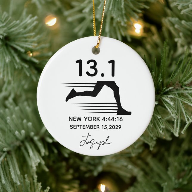 Half Marathon 13.1 Custom Name, City & Time Ceramic Tree Decoration (Tree)