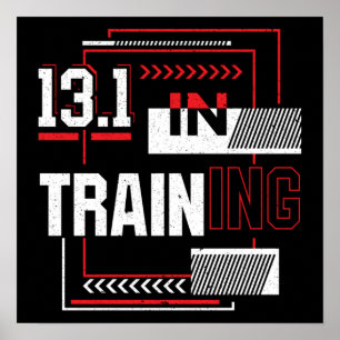 Half Marathon 13.1 in Training Abstract Runner Poster