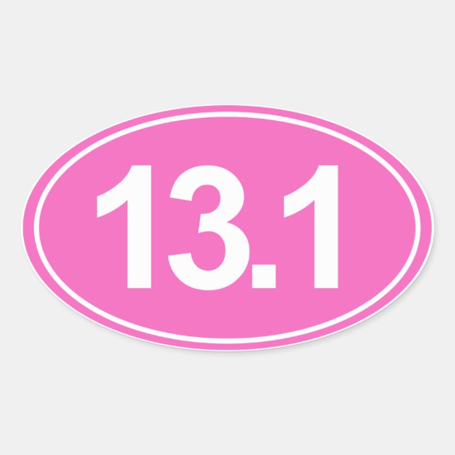 Half Marathon 13.1 Miles Oval Sticker (Pink) (Front)