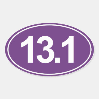 Half Marathon 13.1 Miles Oval Sticker (Purple)