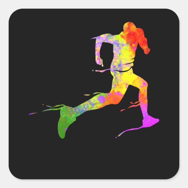 Half Marathon Runner Sprinting Jogging Running Square Sticker (Front)