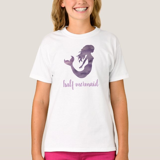 Half Mermaid Purple Pink Girl T-Shirt (Front)