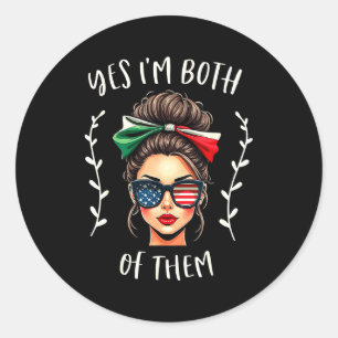 Half mexican american both of mexico usa flag classic round sticker