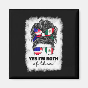 Half Mexican And American Mexico America Usa Flag Magnet