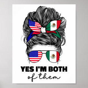 Half Mexican And American Mexico America Usa Flag  Poster