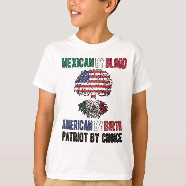 Half Mexican Half American Flag Mexico USA T-Shirt (Front)