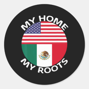 Half Mexican Half American Flag Usa Mexico Roots H Classic Round Sticker
