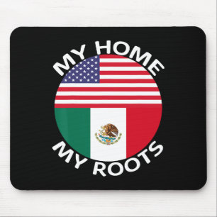 Half Mexican Half American Flag Usa Mexico Roots H Mouse Mat
