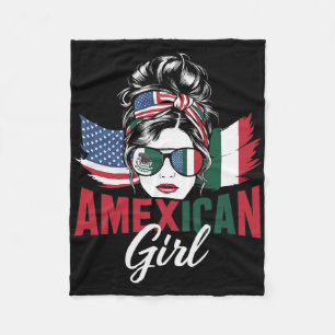 Half Mexican Half American Usa Flag Mexico America Fleece Blanket