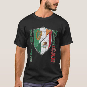 Half Mexican Half Irish Flag Shield Mex-Irish Vert T-Shirt