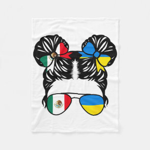 Half Mexican Half Ukrainian Girl Mexico Kids Herit Fleece Blanket