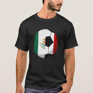 Half Mexico Flag Half Football Soccer T-Shirt