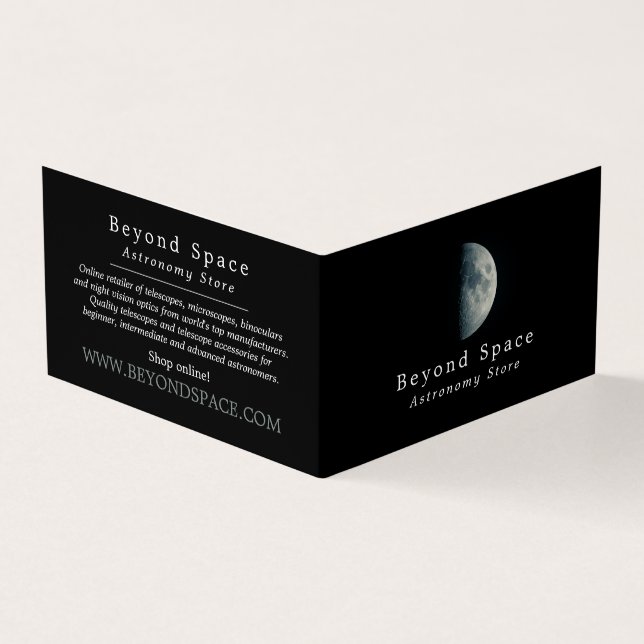 Half Moon, Astronomer, Astronomy Store Business Card (Outside)