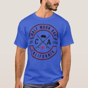 Half Moon Bay Beach California CA Retro Surfer Fro T-Shirt