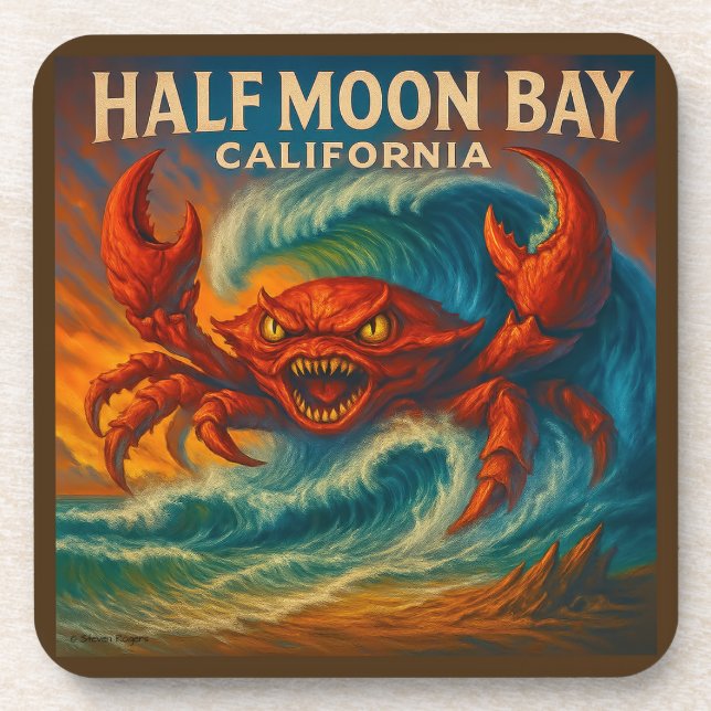 HALF MOON BAY, CALIFORNIA 6-PIECE COASTER SET.   (Front)