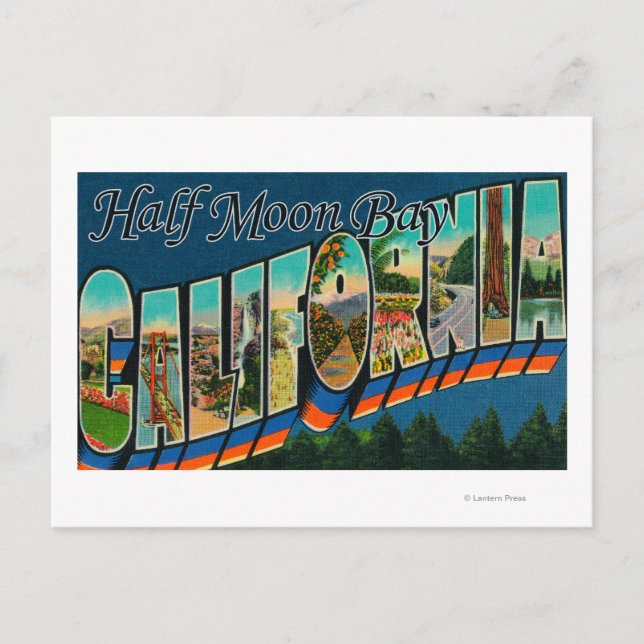 Half Moon Bay, California - Large Letter Scenes Postcard (Front)