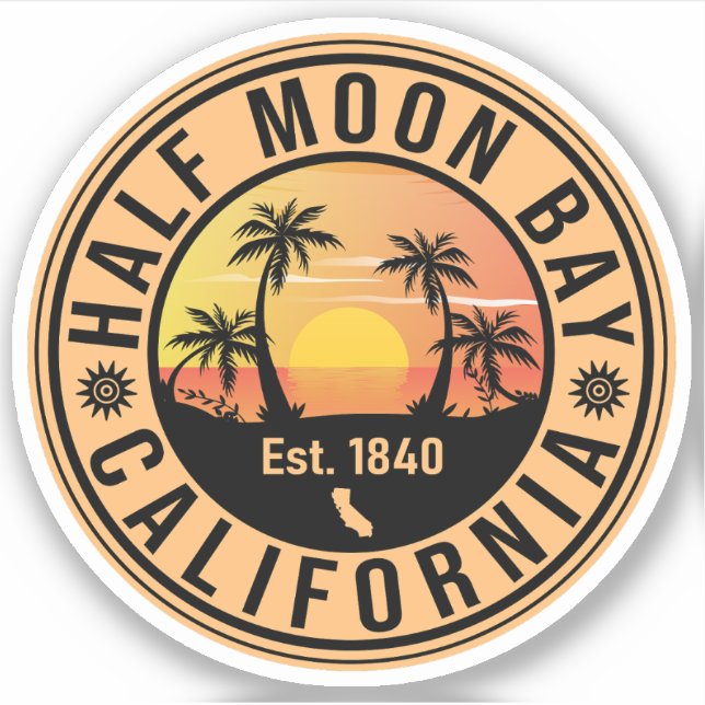 Half Moon Bay California Retro Sunset Souvenirs (Front)