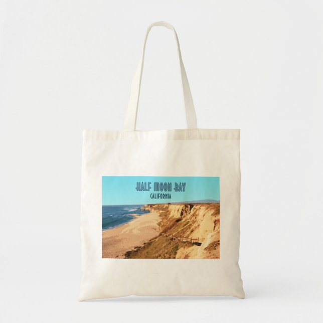 Half Moon Bay California Vintage Tote Bag (Front)