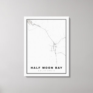 Half Moon Bay Map Canvas Print
